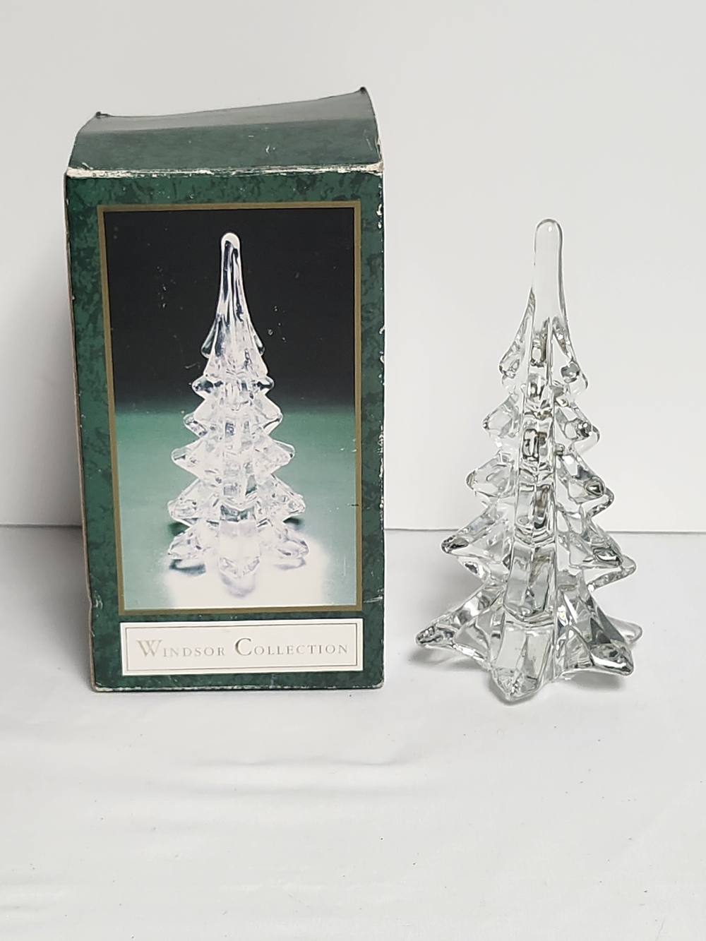 Art Glass 6.5” Christmas Tree, Vintage Windsor Collection Glass Christmas Box
